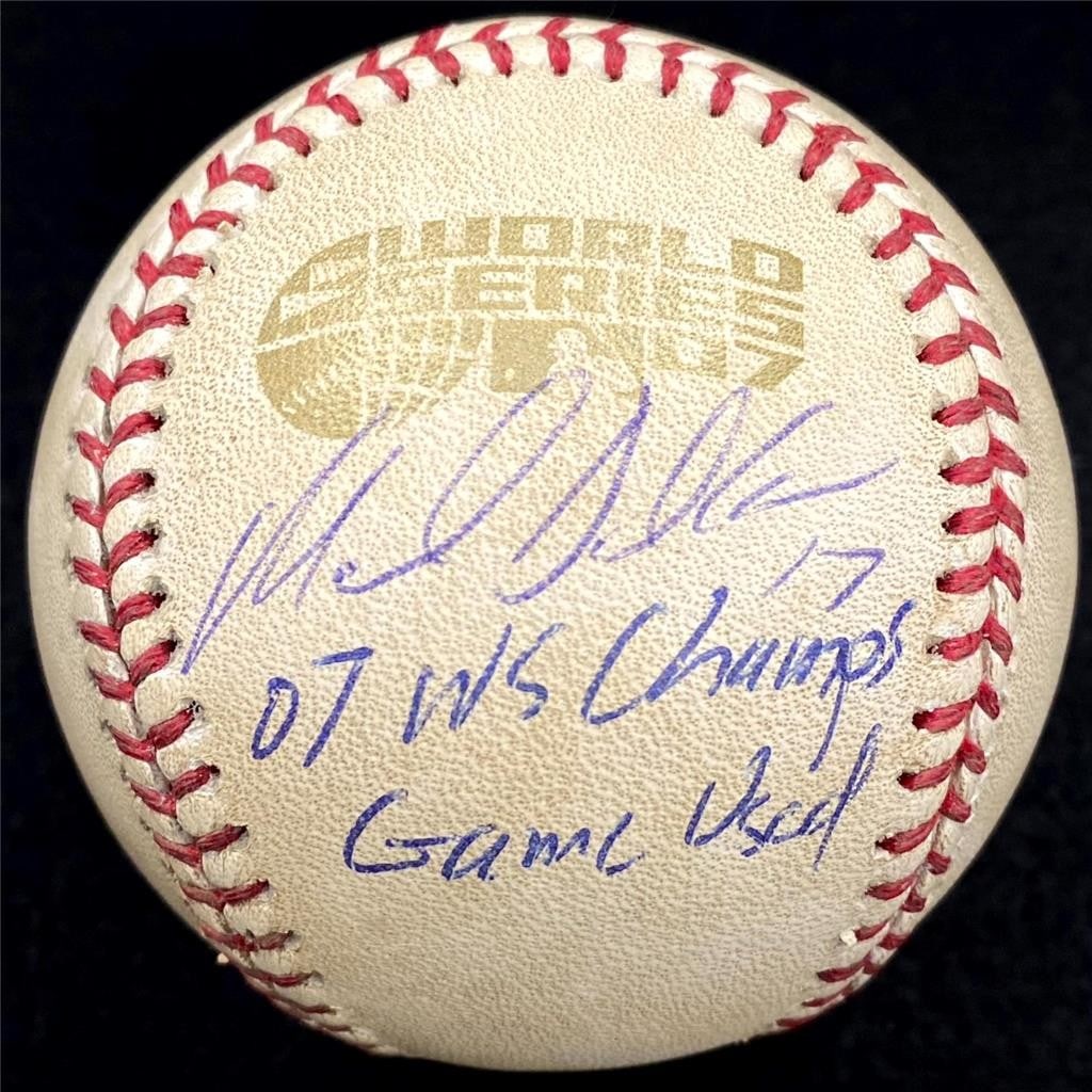 JSA Autographed Manny Delcarmen Game Used 2007 World Series Baseball: JSA Autographed Manny Delcarmen Game Used 2007 World Series Baseball Original signed game-used baseball associated with the 2007 World Series and autographed by Manny Delcarmen. This pre-owned MLB bas