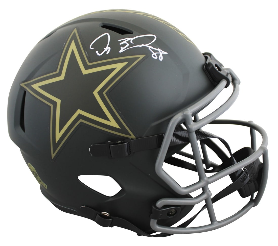 Dez Bryant Autographed Dallas Cowboys Salute To Service Speed Replica Helmet BAS Witnessed: Dez Bryant Autographed Dallas Cowboys Salute To Service Speed Replica Helmet BAS Witnessed This Dallas Cowboys Salute To Service IV Riddell full-size Speed replica helmet has been personally signed by