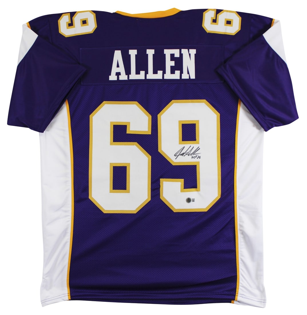 Jared Allen Signed Minnesota Vikings Purple Jersey With HOF 25 Inscription BAS Witnessed: Jared Allen Signed Minnesota Vikings Purple Jersey With HOF 25 Inscription BAS Witnessed This purple pro style jersey has been personally signed by Jared Allen of the Minnesota Vikings, featuring the 