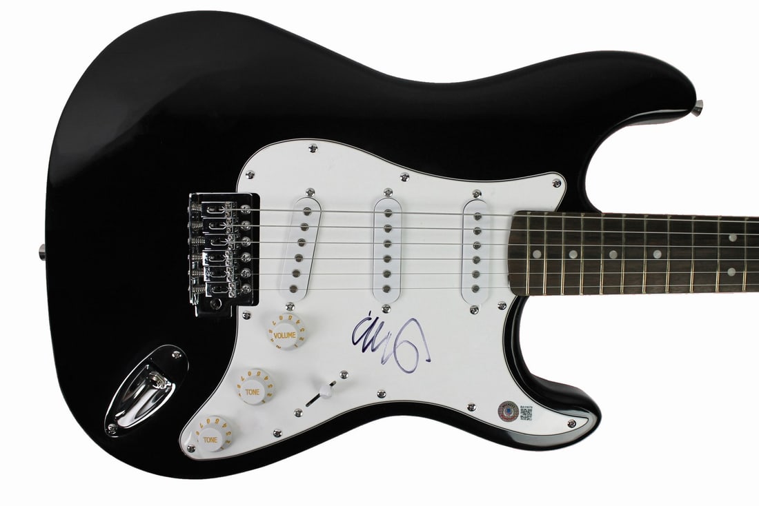 Black Electric Guitar Signed by Chris Martin Coldplay Beckett Authenticated (1 of 1)