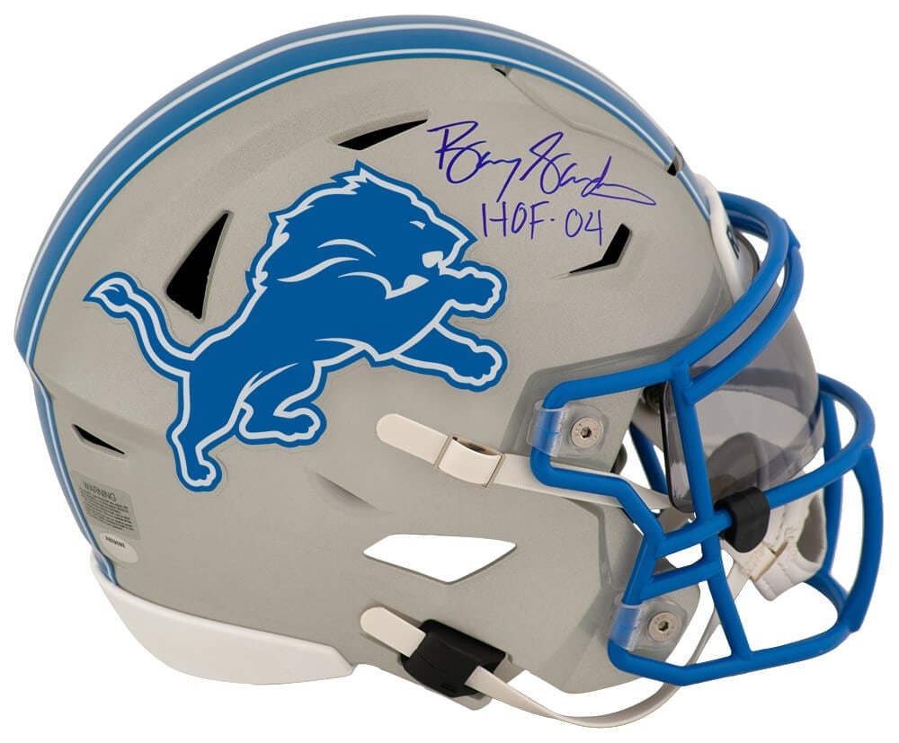 Detroit Lions Riddell SpeedFlex Helmet Signed by Barry Sanders with HOF 04 Inscription (1 of 1)