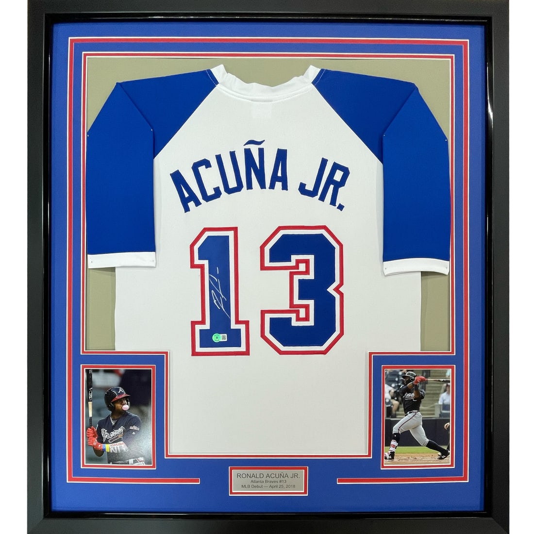 Framed Ronald Acuna Jr Signed Braves Jersey 33x42 BAS COA (1 of 2)