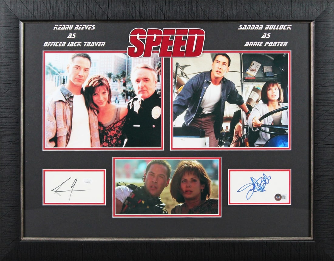 Framed Display Signed by Keanu Reeves and Sandra Bullock with BAS and JSA Authentication (1 of 3)