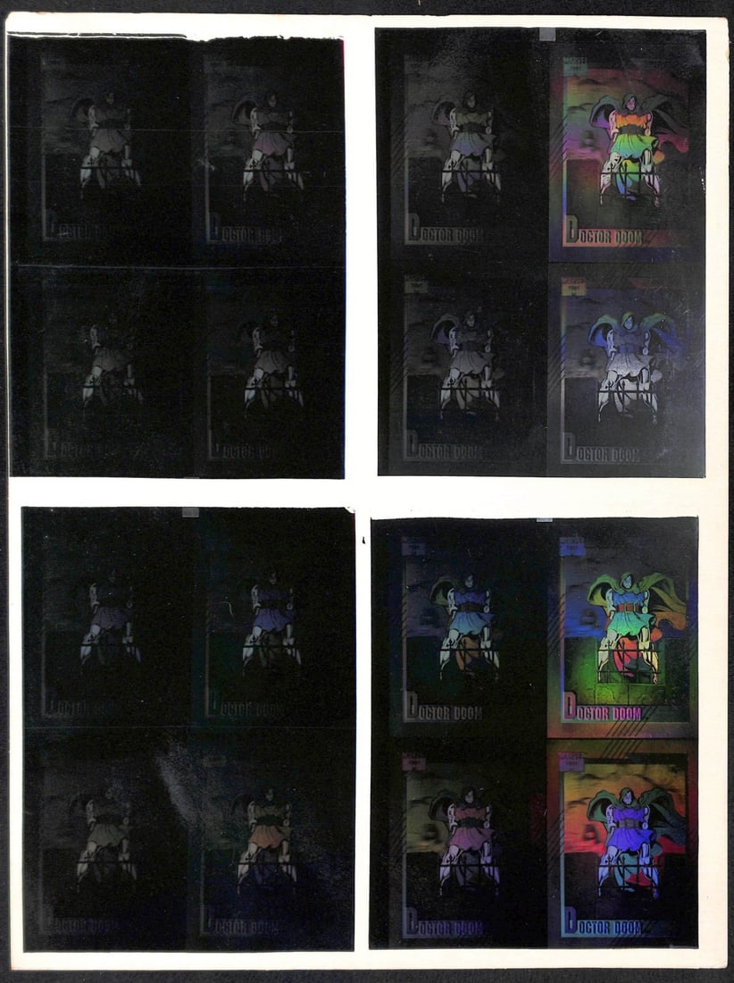 Dr. Doom Hologram Uncut Sheet 1991 Impel Marvel Universe Series II (1 of 3)
