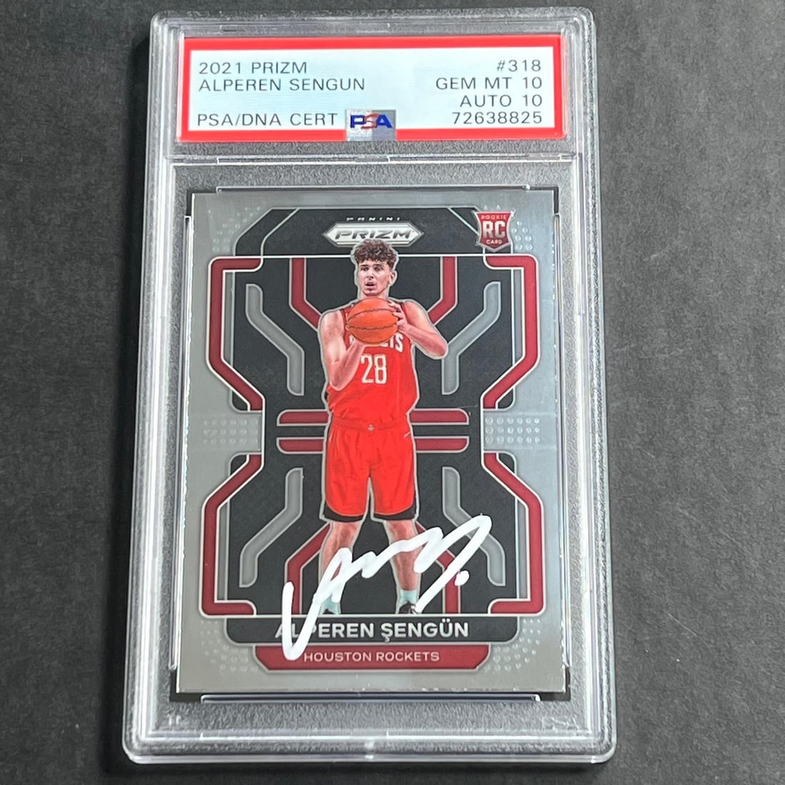 2021-22 Panini Prizm #318 Alperen Sengun Autographed Rookie PSA: 2021-22 Panini Prizm #318 Alperen Sengun Autographed Rookie PSA This is a 2021-22 Panini Prizm #318 Alperen Sengun rookie card featuring the player of the Houston Rockets. The card is autographed by A