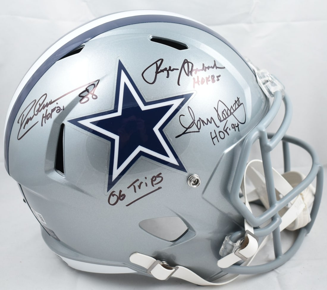 Dallas Cowboys full size speed helmet signed by Staubach Dorsett Pearson HOF Beckett holo (1 of 6)