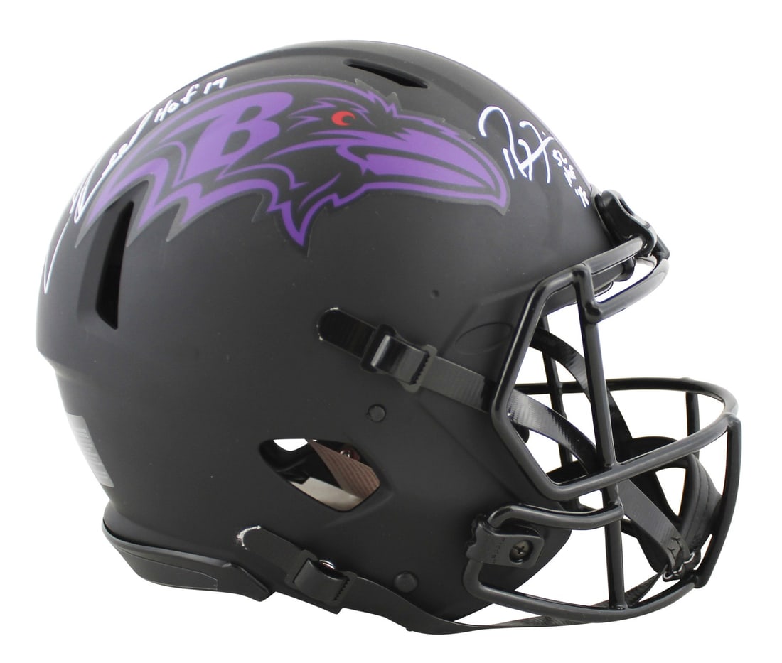 Ray Lewis Ed Reed Signed Eclipse Helmet HOF 18 19 BAS Authenticated (1 of 10)