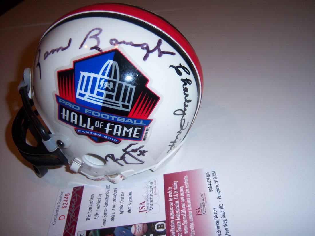 Riddell mini football helmet with Hall of Fame signatures: Riddell mini football helmet with Hall of Fame signatures This Riddell mini football helmet features authentic signatures from Sammy Baugh, Fran Tarkenton, Ronnie Lott, and Charley Trippi. The helmet 