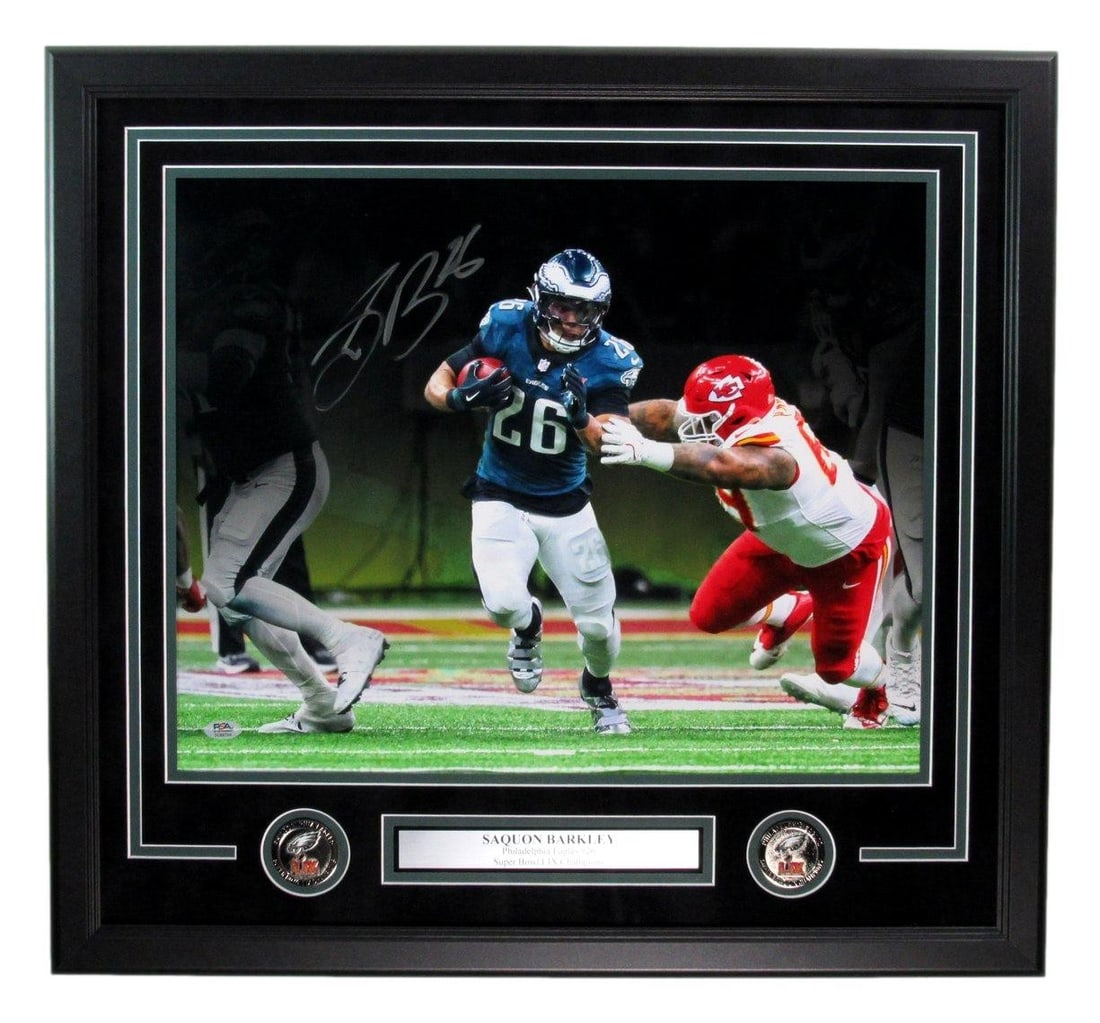 Saquon Barkley Signed 16x20 Photo Framed PSA Authenticated Eagles (1 of 4)