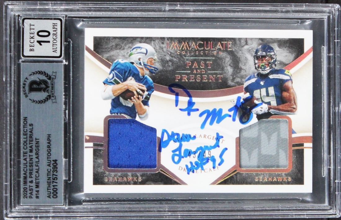 D.K. Metcalf Steve Largent Signed 2020 Immaculate Collection #14 Gem Mint 10 Beckett (1 of 2)