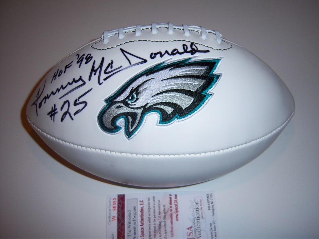 Signed Eagles Football with McDonald Quick Carmichael Autographs JSA COA (1 of 2)