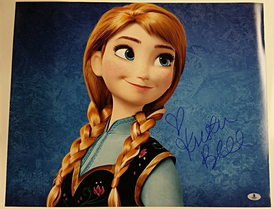 16x20 Photograph Signed by Kristen Bell as Anna in Frozen with BAS COA: 16x20 Photograph Signed by Kristen Bell as Anna in Frozen with BAS COA This is an original 16x20 photograph signed by Kristen Bell, who provided the voice of Anna in Disney's Frozen. The autograph is 