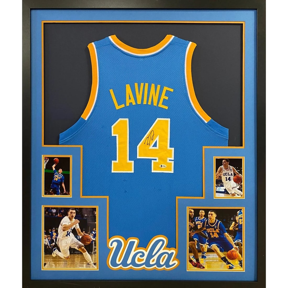 Zach Lavine UCLA Framed Signed Jersey Beckett Authenticated: Zach Lavine UCLA Framed Signed Jersey Beckett Authenticated This autographed Zach Lavine framed jersey is a must-have for any basketball fan. Authenticated by Beckett, a leader in sports memorabilia, 