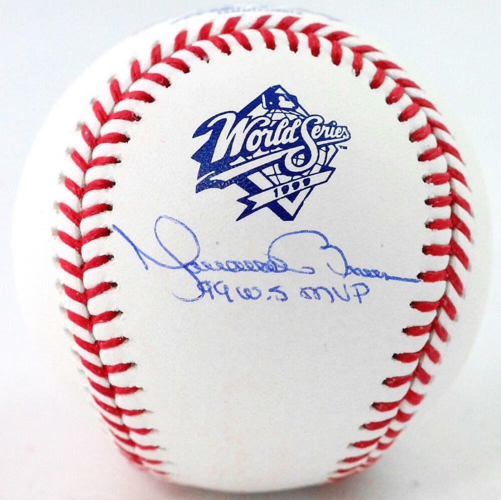 Rawlings OML Baseball Signed by Mariano Rivera 99 WS MVP JSA: Rawlings OML Baseball Signed by Mariano Rivera 99 WS MVP JSA This is an original Rawlings OML 99 World Series baseball autographed by Mariano Rivera. It is described as pre-owned and comes with JSA au