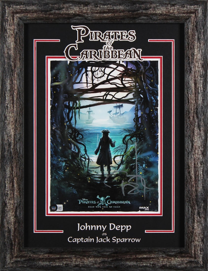 Framed 11x14 Johnny Depp Autographed Pirates Of The Caribbean Photo BAS: Framed 11x14 Johnny Depp Autographed Pirates Of The Caribbean Photo BAS This is an original, autographed 11x14 framed photograph personally signed by Johnny Depp for Pirates Of The Caribbean. The piec