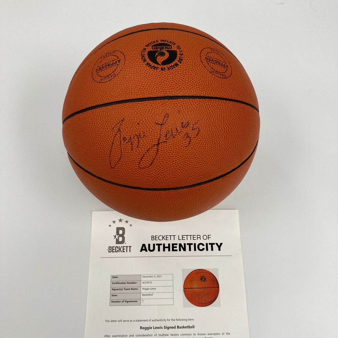 Rare Reggie Lewis Signed Molten Basketball Boston Celtics JSA COA (1 of 7)