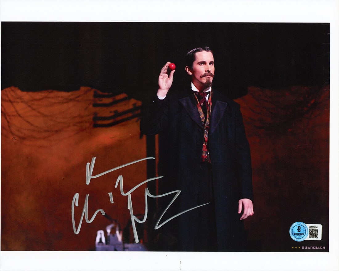 Christian Bale Signed 8.5x11 Photo The Prestige Beckett Authenticated: Christian Bale Signed 8.5x11 Photo The Prestige Beckett Authenticated This is an authentic signed vertical photograph of Christian Bale from the film 'The Prestige'. Measuring 8.5x11 inches, this phot
