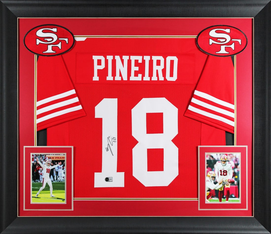 Framed Red Pro Style Jersey Signed by Eddy Pineiro Beckett Witnessed (1 of 2)