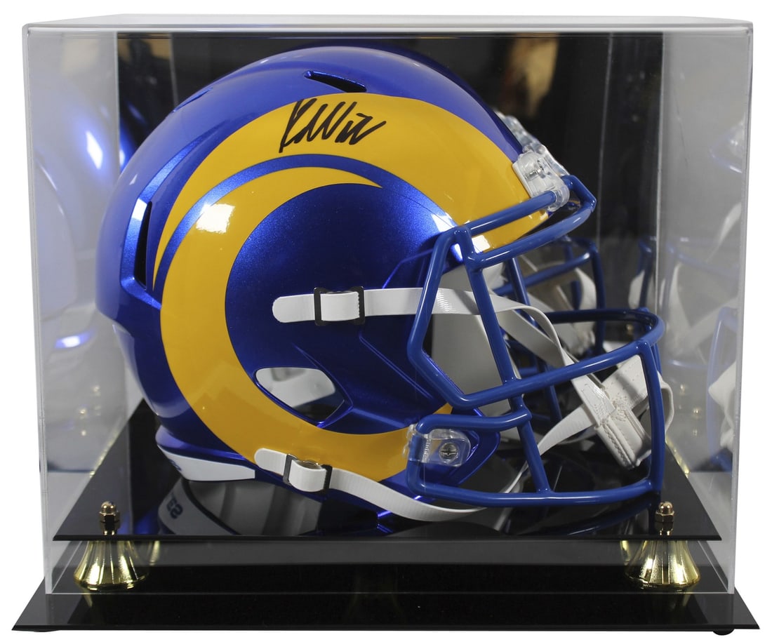 Kyren Williams Signed Full Size Rams Helmet with Beckett Authentication: Kyren Williams Signed Full Size Rams Helmet with Beckett Authentication This authentic autographed full-size Speed Rep helmet is personally signed by Kyren Williams of the Los Angeles Rams. The helmet