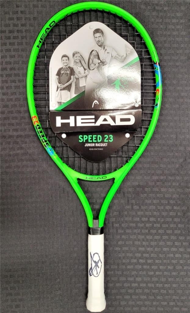 Novak Djokovic Autographed Youth Head Tennis Racket with Beckett BAS: Novak Djokovic Autographed Youth Head Tennis Racket with Beckett BAS This is a signed Youth Head Tennis Racket featuring the autograph of professional tennis player Novak Djokovic. The racket is