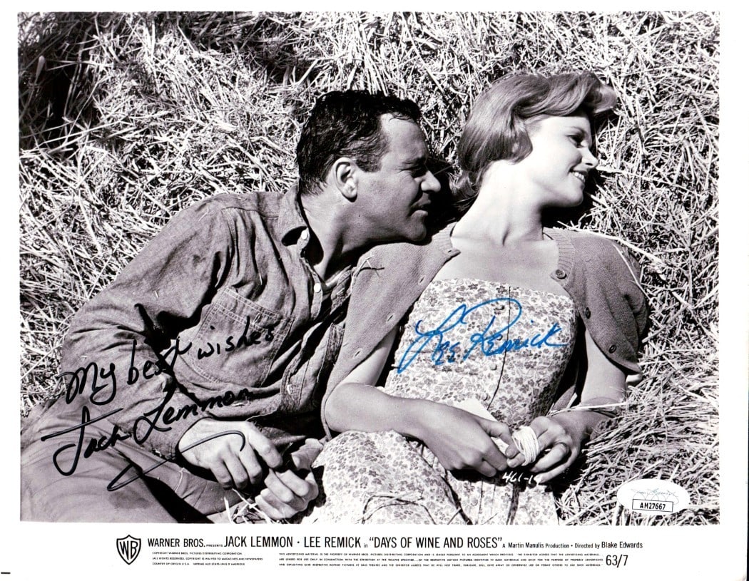 Days of Wine and Roses Signed 8x10 Photo Authenticated by JSA: Days of Wine and Roses Signed 8x10 Photo Authenticated by JSA This is an original 8x10 photograph autographed by Jack Lemmon and Lee Remick from the film "Days of Wine & Roses." The photograph is auth