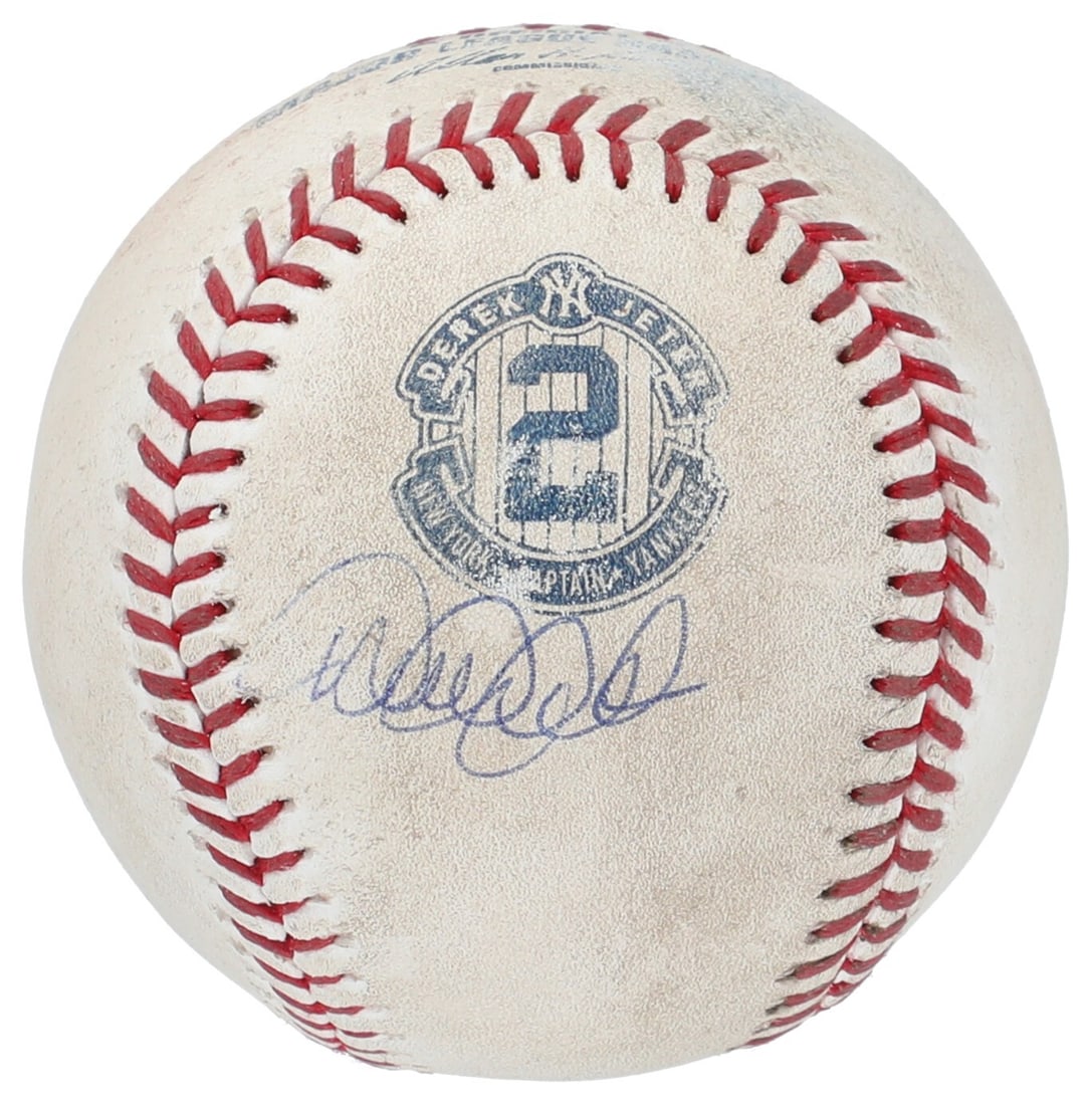 Derek Jeter Signed Game-Used Baseball Steiner Authenticated Yankees: Derek Jeter Signed Game-Used Baseball Steiner Authenticated Yankees This is a remarkable Derek Jeter signed game-used baseball, originating from his second-to-last game on September 24, 2014. Jeter, a