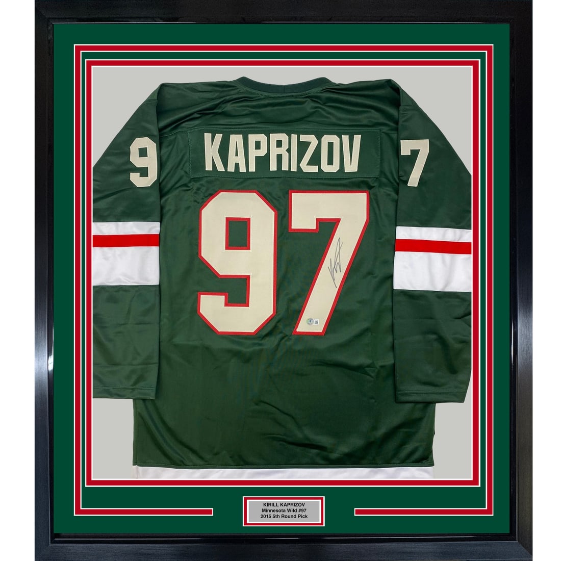Framed Kirill Kaprizov Signed Jersey Minnesota Wild BAS COA: Framed Kirill Kaprizov Signed Jersey Minnesota Wild BAS COA Showcase your passion for hockey with this professionally framed autographed Kirill Kaprizov Minnesota Wild jersey. Measuring 35x39 inches, 
