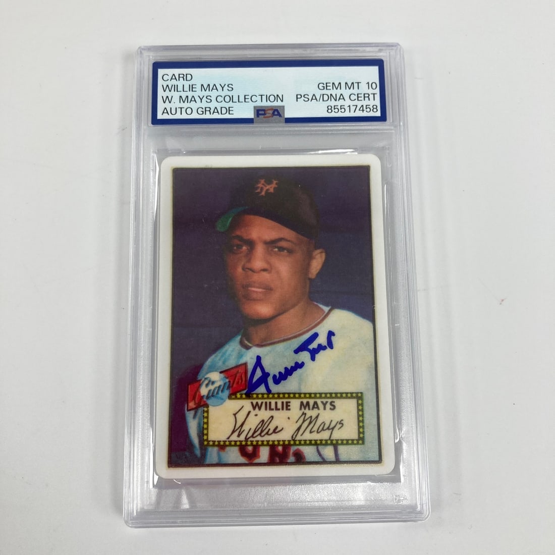 PSA 10 Willie Mays Signed 1952 Topps Porcelain Baseball Card RC (1 of 4)