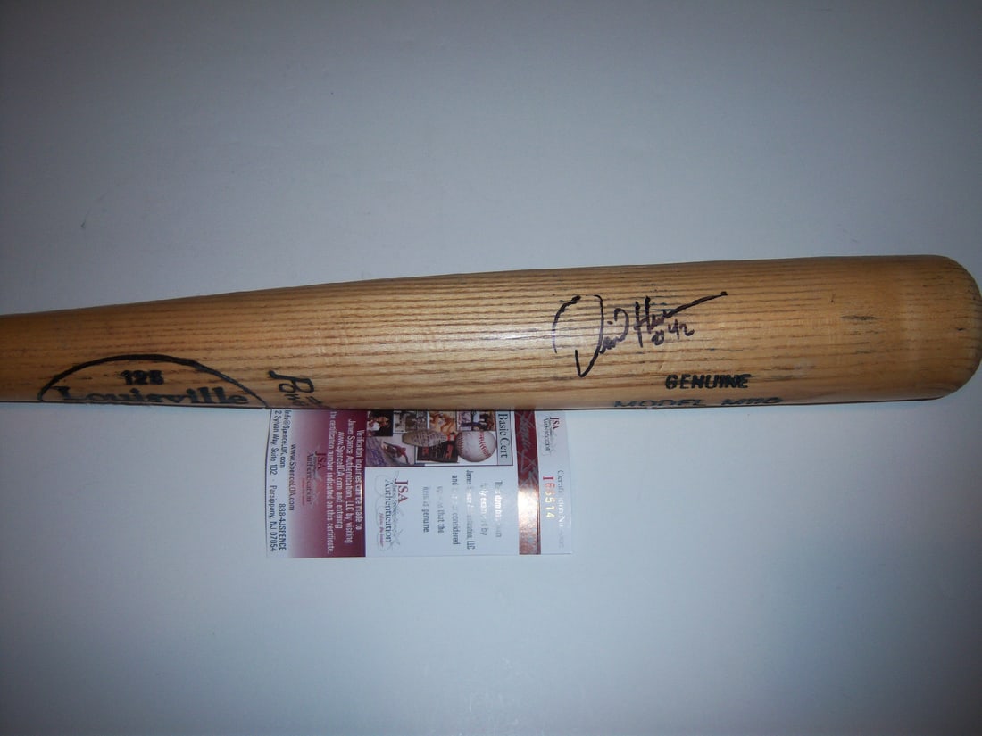 Game Used Bat Signed by Dave Henderson Oakland Athletics with JSA COA: Game Used Bat Signed by Dave Henderson Oakland Athletics with JSA COA This is a game-used bat signed by Dave Henderson from the Oakland Athletics. The bat has been authenticated with a JSA/COA certifi