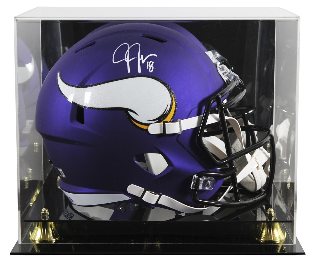 Justin Jefferson Autographed Vikings Full Size Speed Replica Helmet Beckett COA With Case (1 of 4)