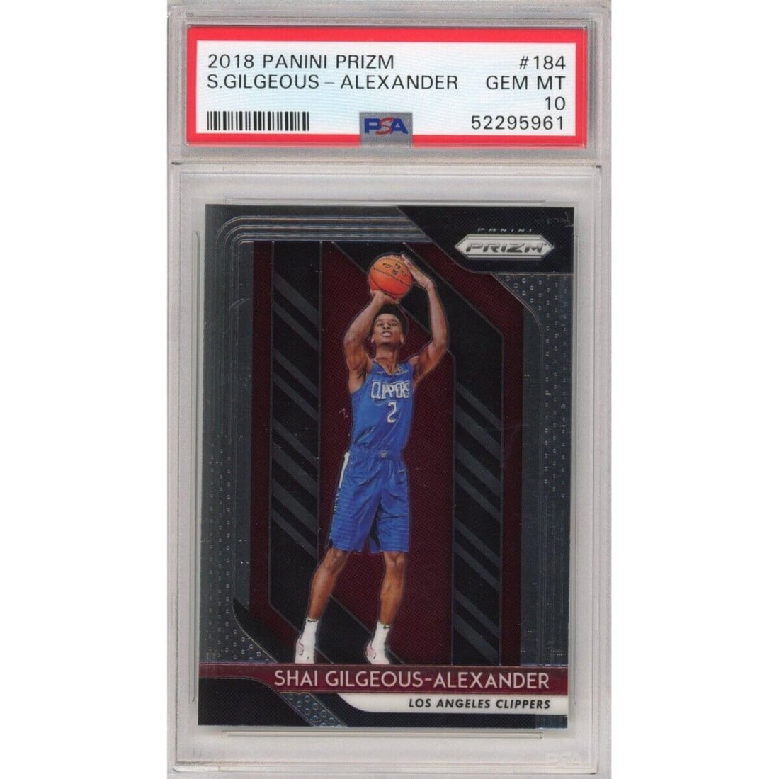 PSA 10 Shai Gilgeous-Alexander 2018 Panini Prizm Rookie Card #184: PSA 10 Shai Gilgeous-Alexander 2018 Panini Prizm Rookie Card #184 This is a graded 2018-19 Panini Prizm Shai Gilgeous-Alexander #184 rookie card, featuring the Oklahoma City Thunder player. Profession