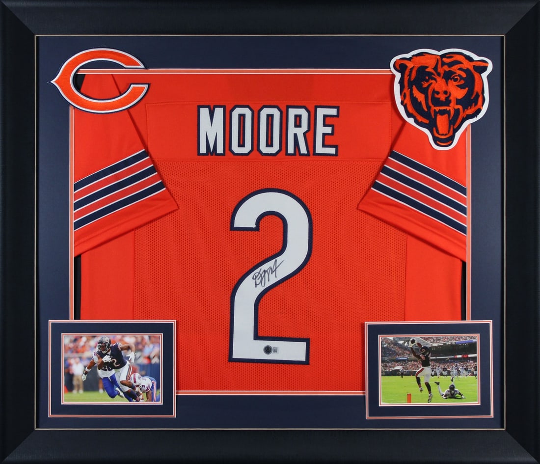 D.J. Moore Signed Orange Pro Style Framed Jersey Chicago Bears BAS Witnessed: D.J. Moore Signed Orange Pro Style Framed Jersey Chicago Bears BAS Witnessed Celebrate your fandom with this authentic signed orange Pro Style framed jersey from D.J. Moore of the Chicago Bears. This 