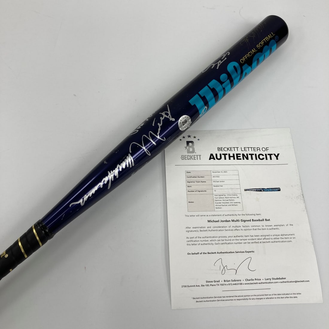 Beckett BAS Signed 1993 Michael Jordan Air Force Charity Game Bat (1 of 12)
