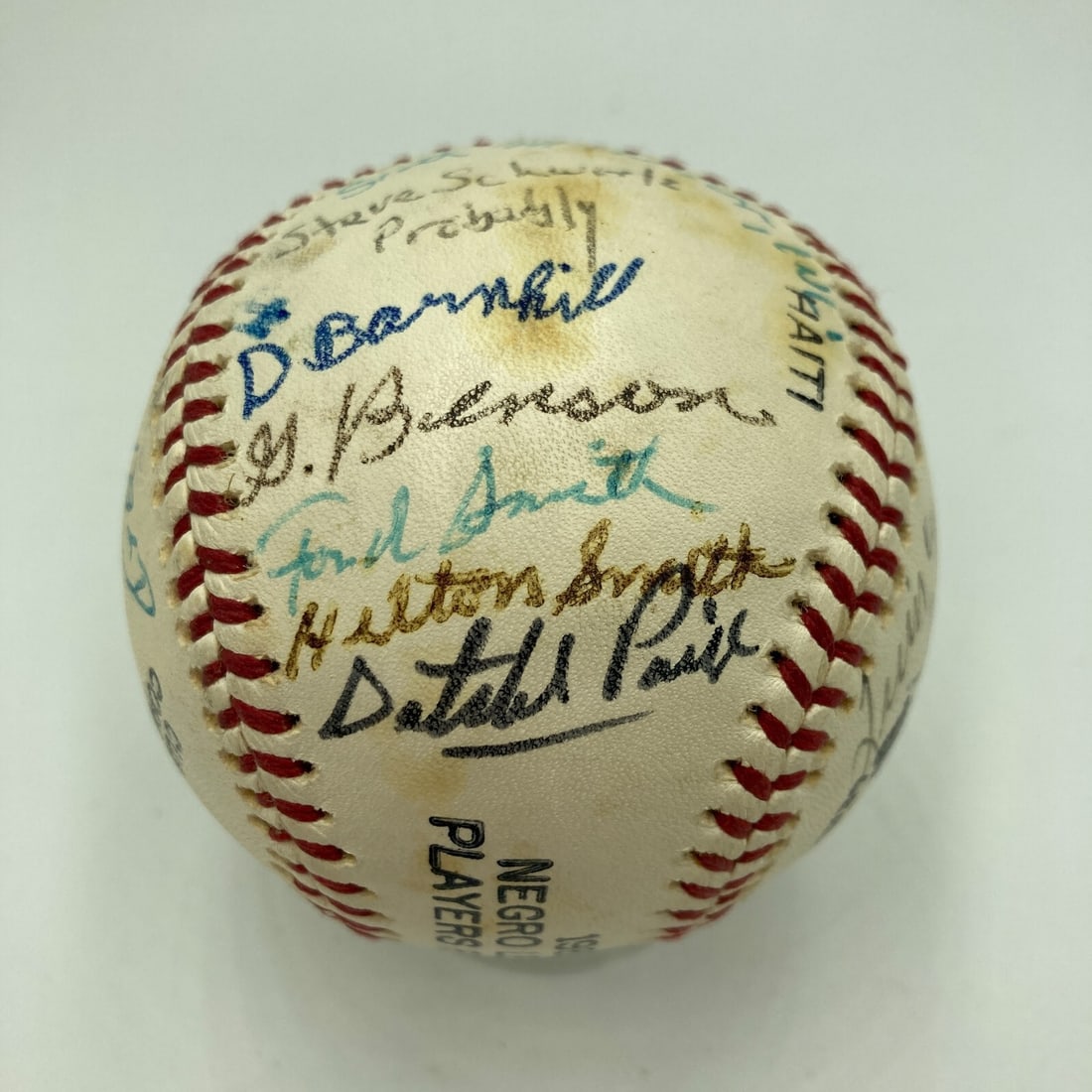 Satchel Paige Multi Signed Baseball with JSA COA Negro League HOF Legends: Satchel Paige Multi Signed Baseball with JSA COA Negro League HOF Legends This original multi-signed baseball celebrates the legacy of the Negro Leagues, featuring the autographs of Hall of Famers suc