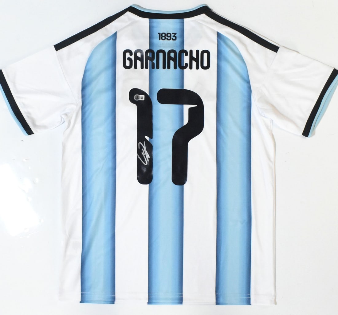 Argentina Home Soccer Jersey Signed by Alejandro Garnacho Beckett Holo (1 of 3)