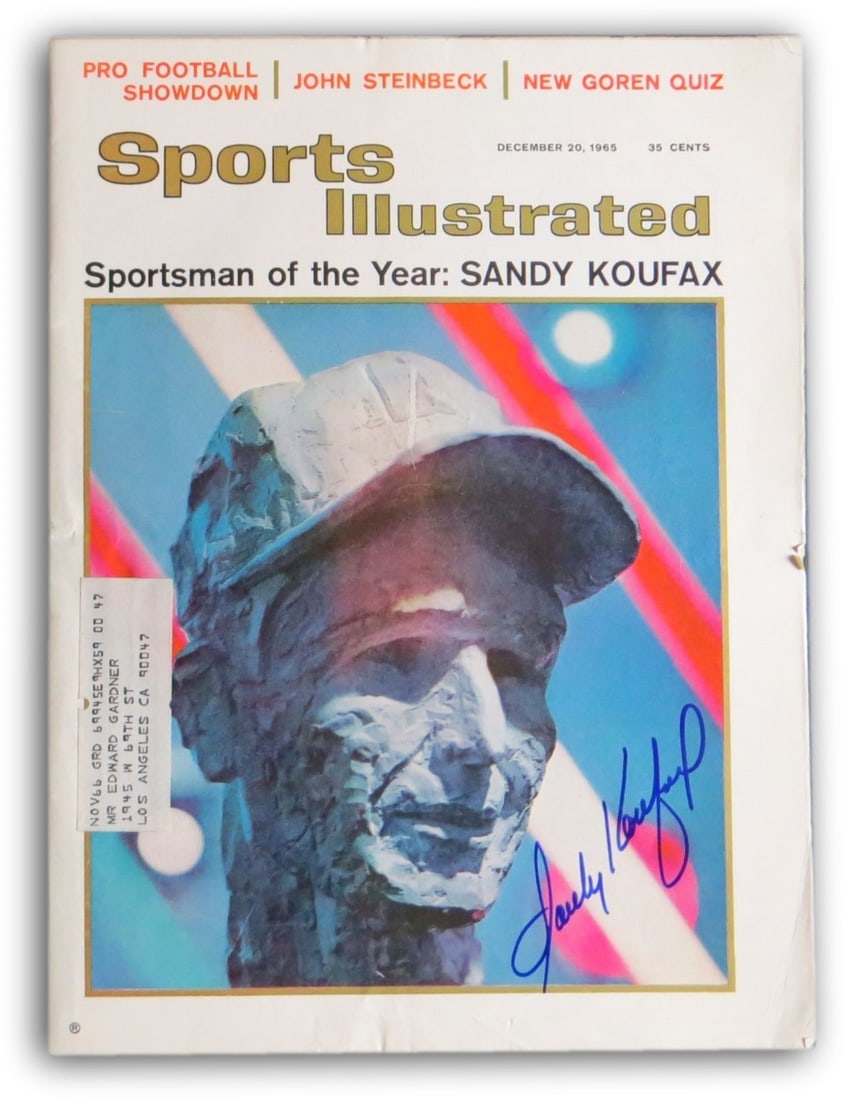Sandy Koufax Signed Sports Illustrated Magazine 12/20/65 Dodgers Online Authentics: Sandy Koufax Signed Sports Illustrated Magazine 12/20/65 Dodgers Online Authentics This is an original Sports Illustrated magazine from December 20, 1965, featuring the legendary Sandy Koufax, who has