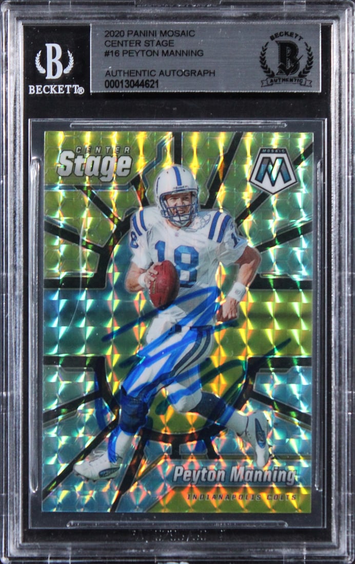 Peyton Manning 2020 Panini Mosaic Center Stage #16 BAS slabbed Colts card (1 of 2)