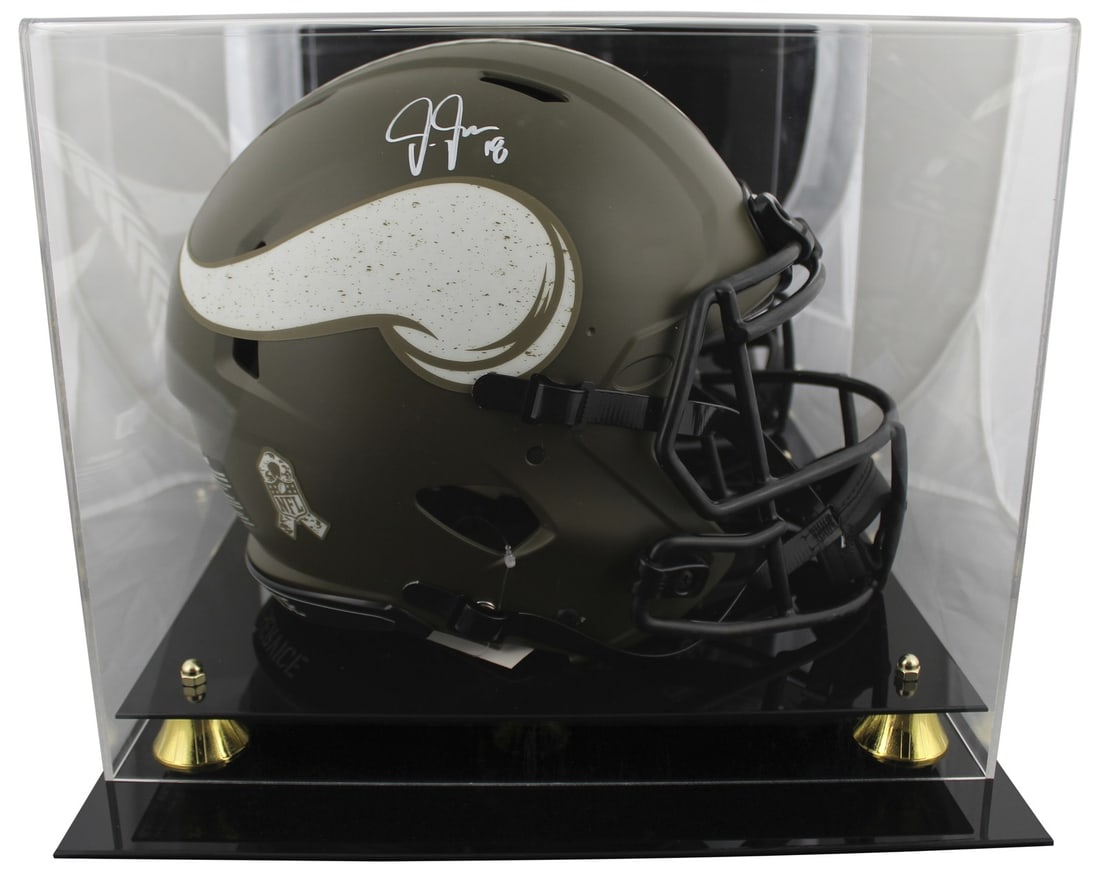 Justin Jefferson Signed Vikings Full Size Speed Proline Helmet with BAS Authentication: Justin Jefferson Signed Vikings Full Size Speed Proline Helmet with BAS Authentication This is an authentic autographed alternate Salute To Service Riddell Full Size Speed Proline Helmet personally si