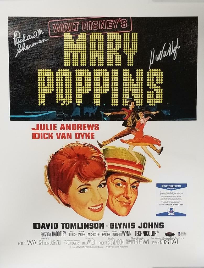 Mary Poppins 16x20 Canvas Signed by Dick Van Dyke and Richard Sherman Beckett Authenticated (1 of 1)