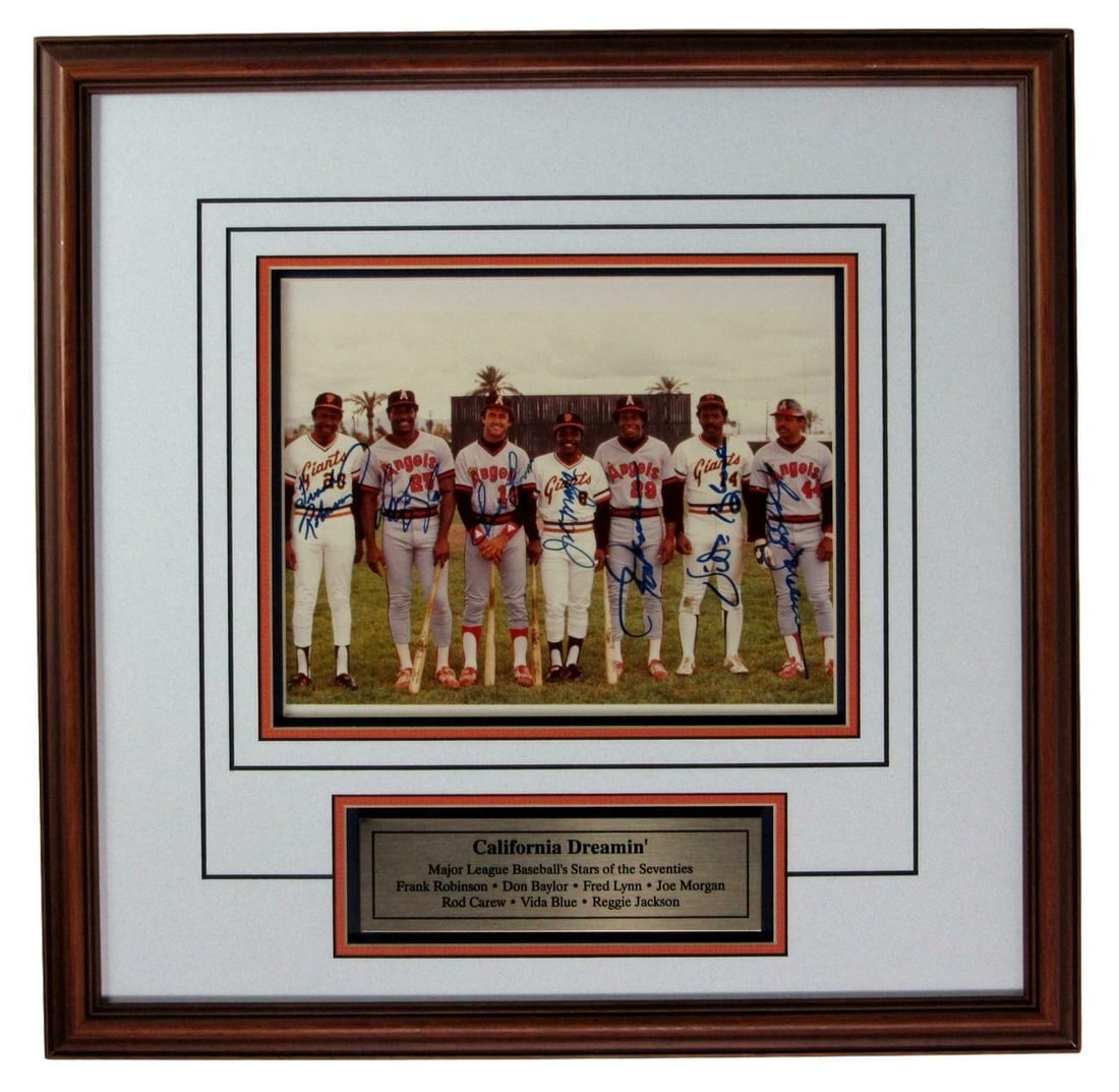 Framed 8x10 California Dreamin MLB MVPs Signed Photo JSA LOA: Framed 8x10 California Dreamin MLB MVPs Signed Photo JSA LOA Framed original 8x10 California Dreamin' MLB MVPs photo with multiple signatures. The piece is authenticated by JSA and includes a full let