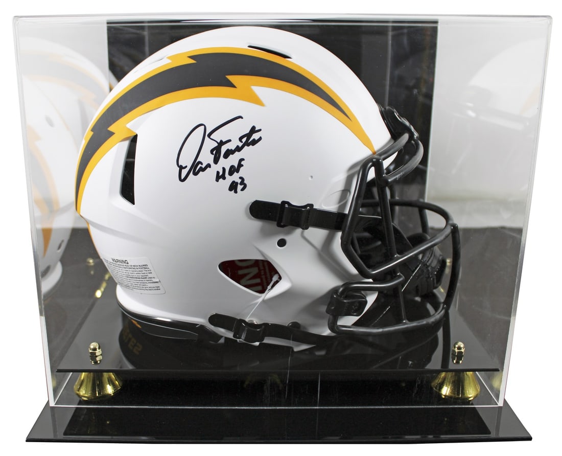 Dan Fouts Signed Chargers Lunar Helmet HOF 93 with BAS Authentication: Dan Fouts Signed Chargers Lunar Helmet HOF 93 with BAS Authentication This is an original autographed Full Size Speed Proline Helmet featuring Dan Fouts, a legendary player from the Los Angeles Charge