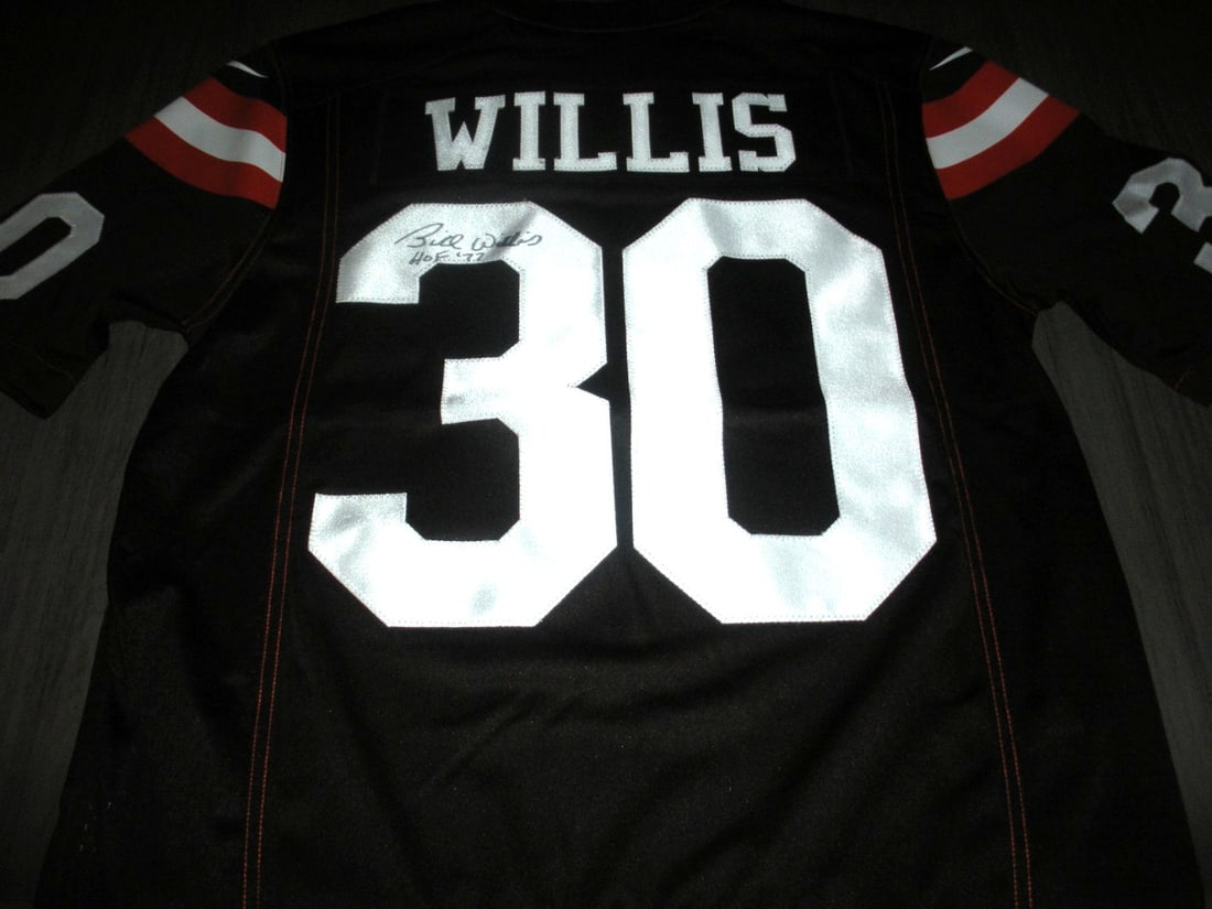 Signed Nike Cleveland Browns Jersey Bill Willis With COA Rare Collectible: Signed Nike Cleveland Browns Jersey Bill Willis With COA Rare Collectible This is an official licensed Nike jersey signed by Bill Willis of the Cleveland Browns. The jersey comes with a Certificate of