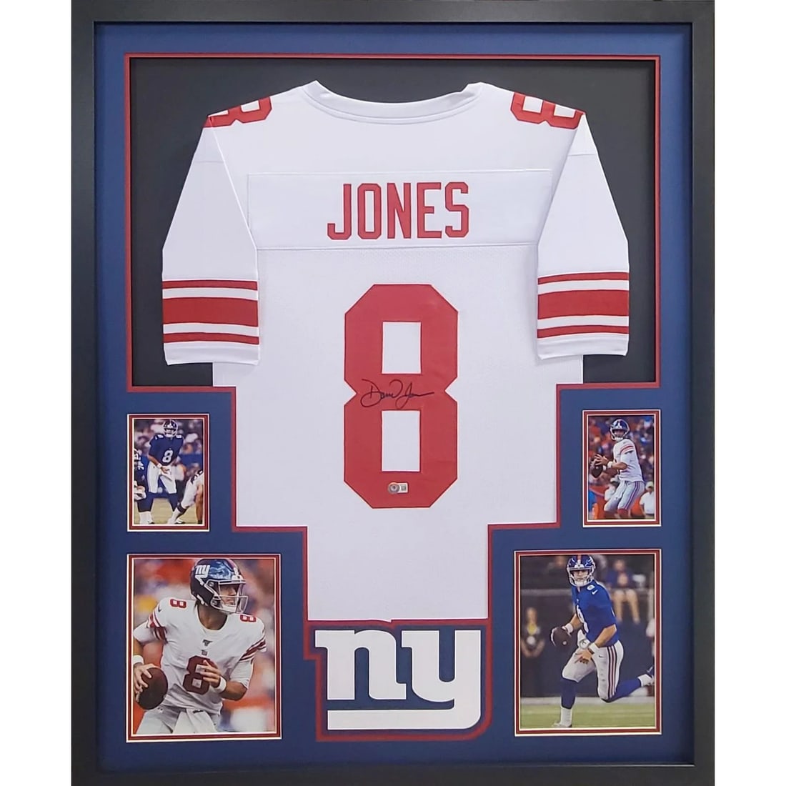 Daniel Jones Autographed Framed Jersey New York Giants Beckett Certified (1 of 2)