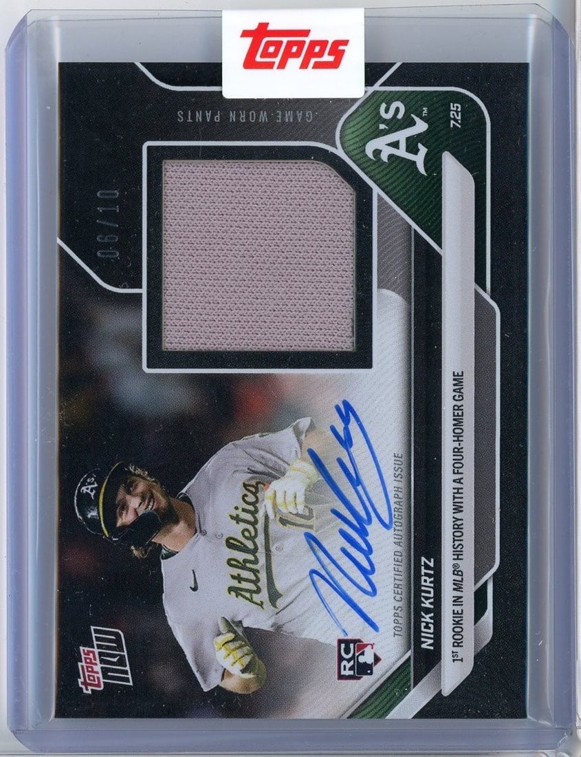 Nick Kurtz 2025 Topps Now Black Auto Relic Rookie Card 464B /10 (1 of 2)