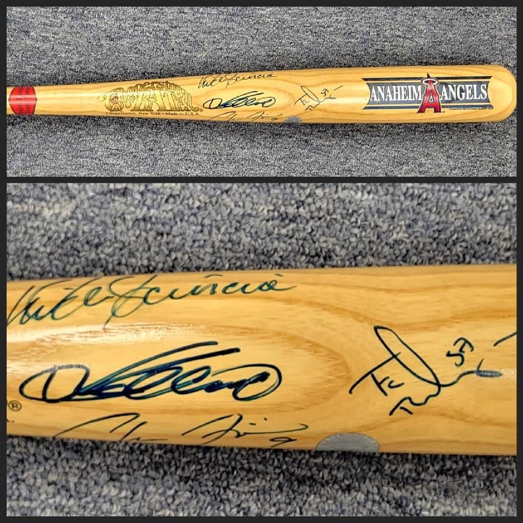 Anaheim Angels Signed Cooperstown Bat Scioscia Guerrero Figgins K-Rod BAS: Anaheim Angels Signed Cooperstown Bat Scioscia Guerrero Figgins K-Rod BAS This is an original Cooperstown bat signed by four notable players from the Los Angeles Angels of Anaheim: Mike Scioscia, Vlad