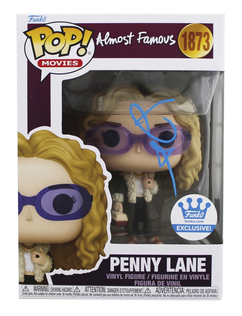 Kate Hudson Autographed Penny Lane 1873 Funko Pop Figure Beckett Authenticated: Kate Hudson Autographed Penny Lane 1873 Funko Pop Figure Beckett Authenticated This pre-owned Penny Lane #1873 Funko Pop Vinyl Figure from Almost Famous has been personally signed by Kate Hudson. The 