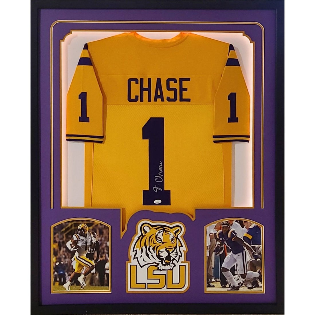 LED Display Framed LSU Jersey Signed by Ja'Marr Chase Beckett Authenticated (1 of 5)