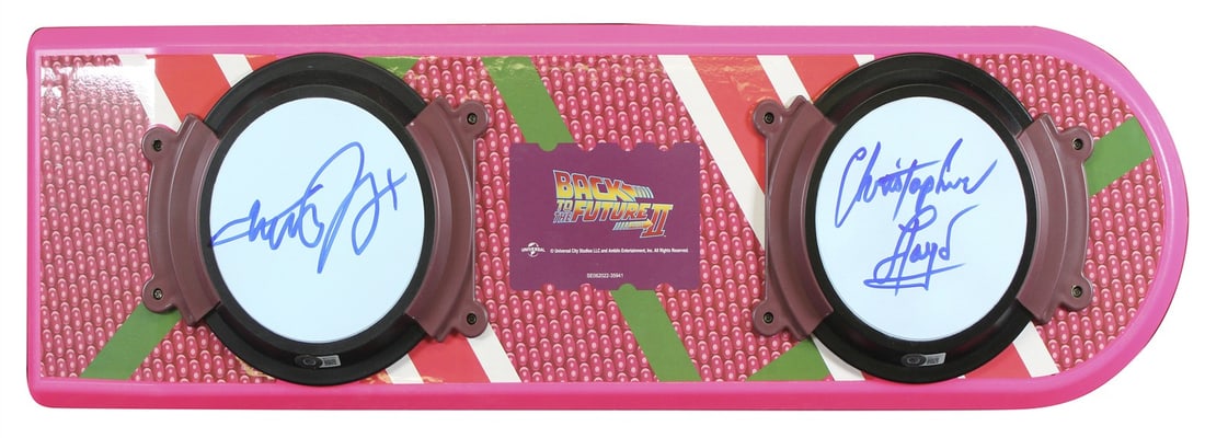 Back To The Future Signed Hoverboard by Michael J. Fox & Christopher Lloyd BAS: Back To The Future Signed Hoverboard by Michael J. Fox & Christopher Lloyd BAS This authentic Hoverboard from Back To The Future Part 2 has been personally signed by the iconic duo, Michael J. Fox and