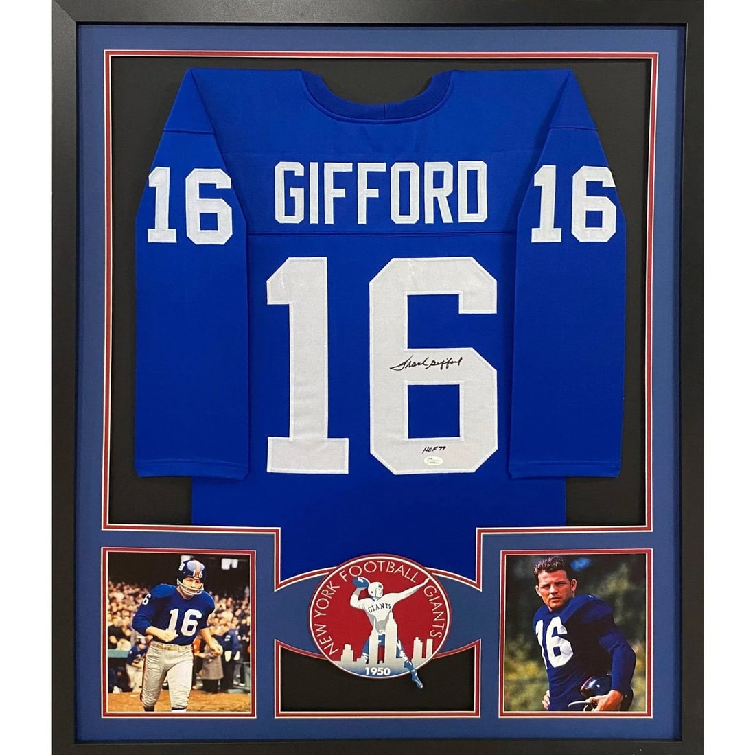 Frank Gifford Autographed Framed Jersey New York Giants JSA Certified (1 of 4)