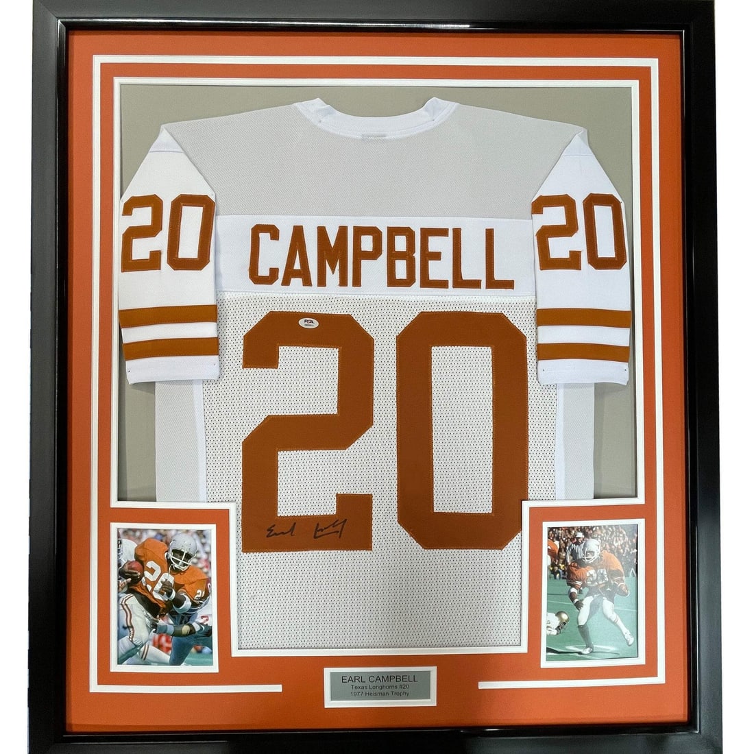 Framed Autographed Earl Campbell Texas Longhorns Jersey JSA COA 33x42 (1 of 2)